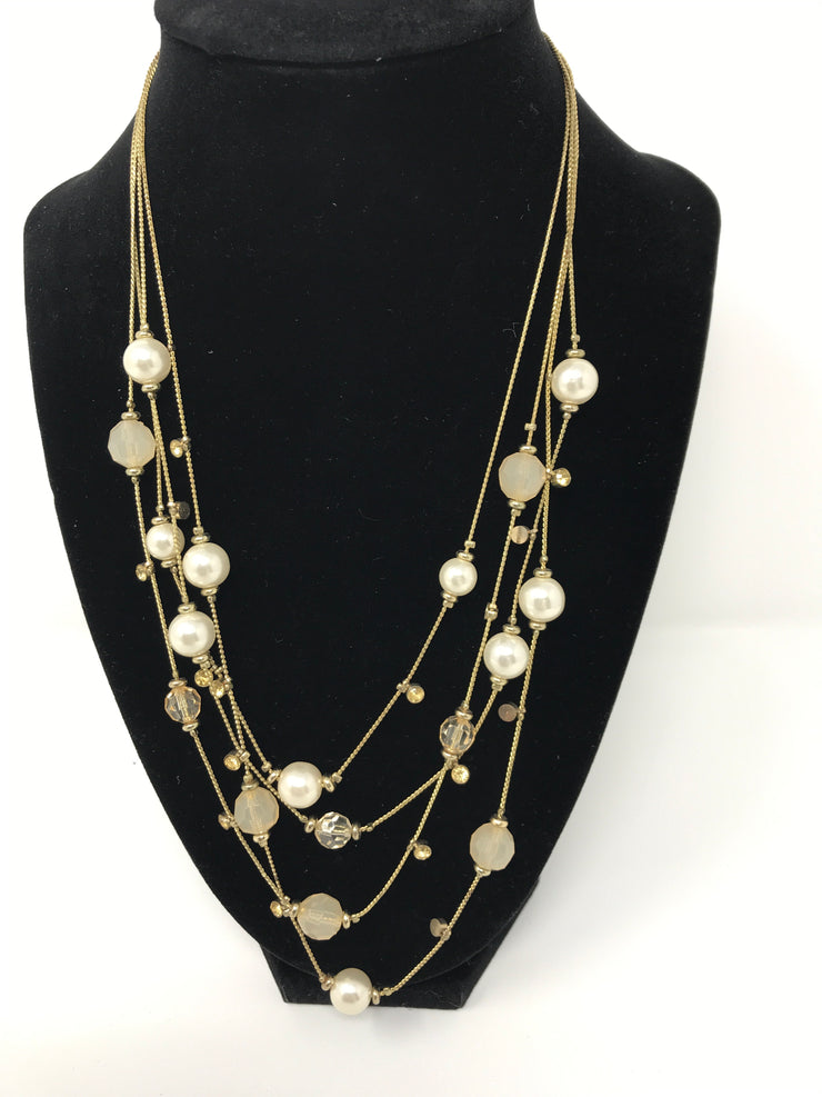 GOLD W/ PEARLS BEADED NECKLACE