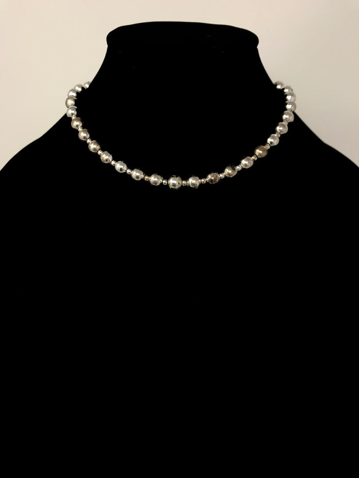 SILVER BEADED NECKLACE