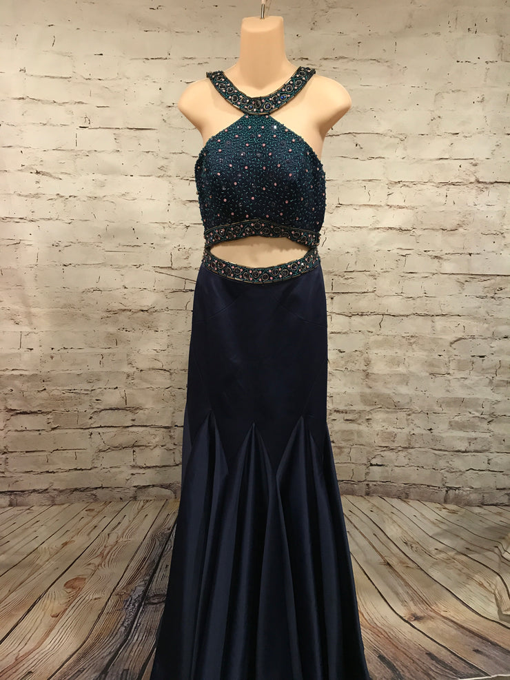 NAVY CUT OUT GOWN SET (NEW)