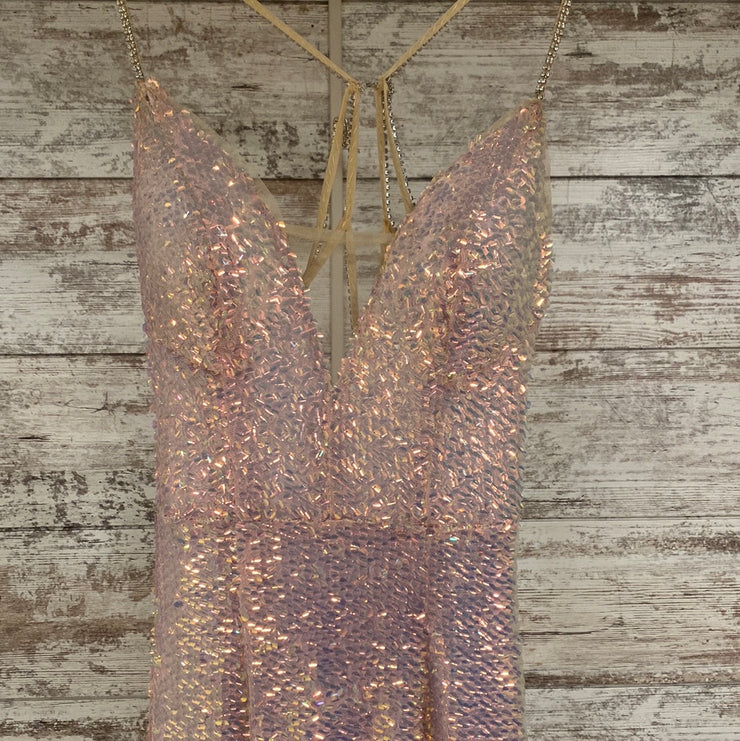 PINK SEQUIN LONG EVENING GOWN