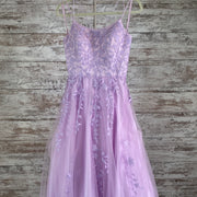 LAVENDER/FLORAL A LINE GOWN