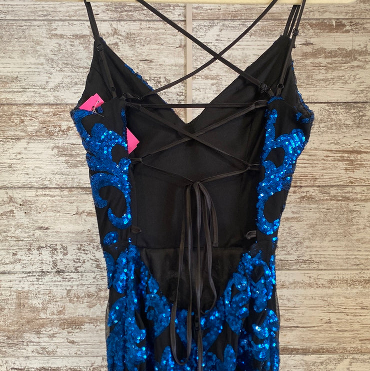 BLUE/BLACK LONG EVENING GOWN