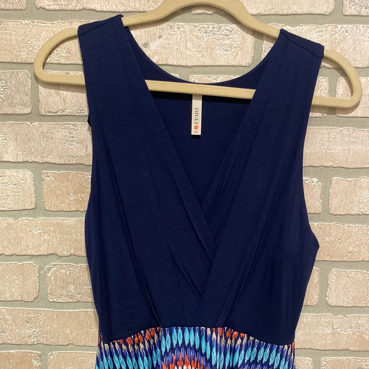 NAVY/COLORFUL MAXI DRESS