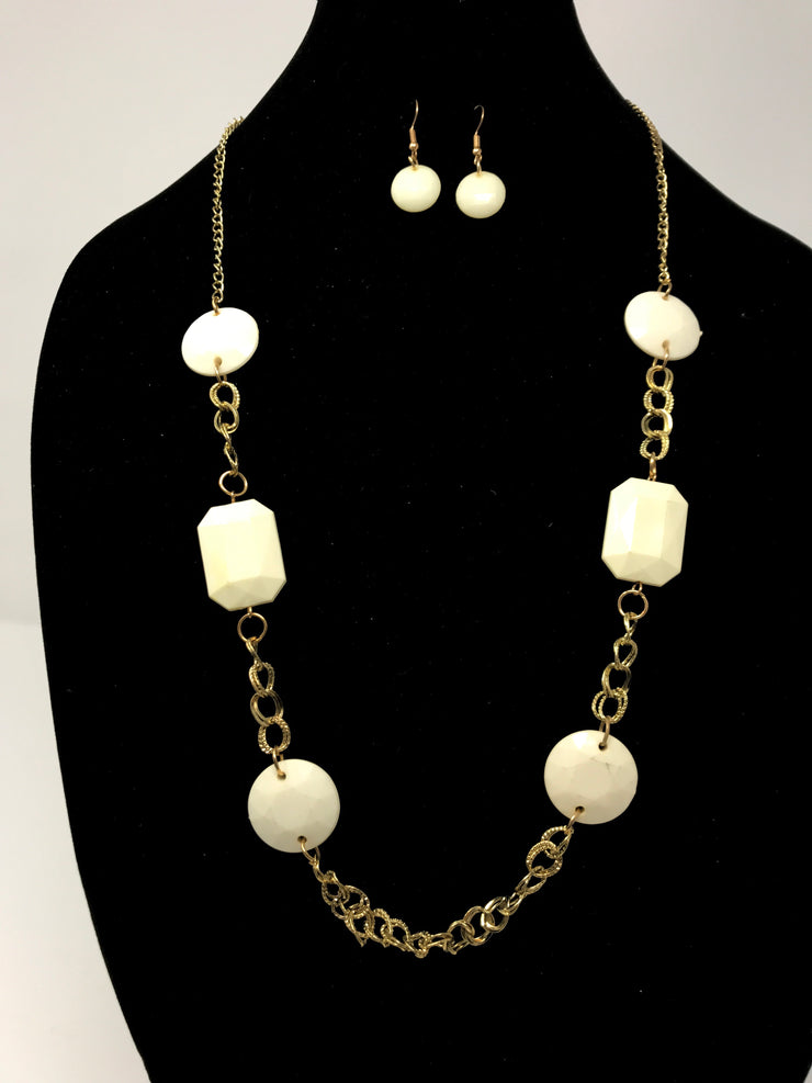 WHITE GEM GOLD NECKLACE SET