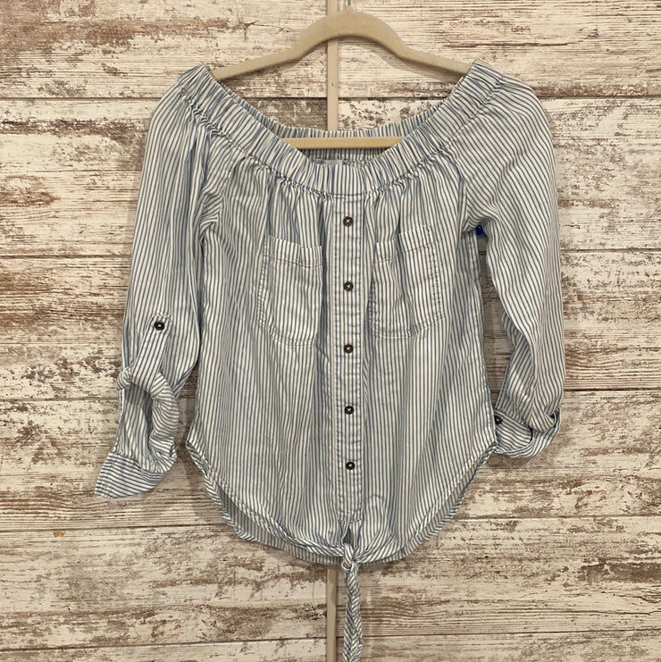 BLUE/WHITE STRIPED TOP