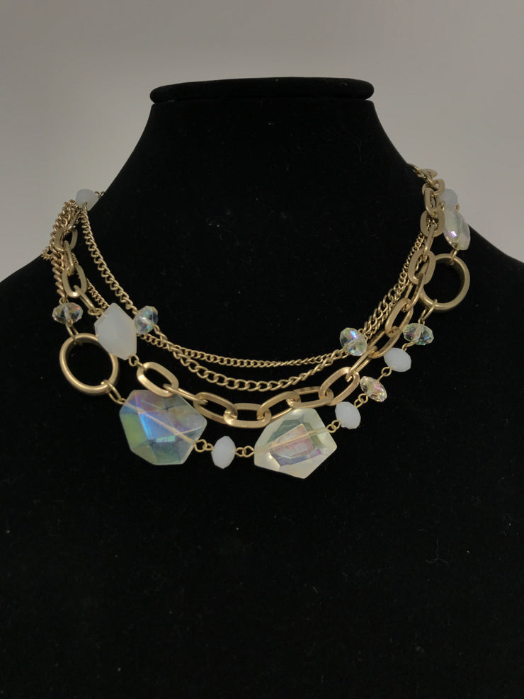 GOLD/SILVER CRYSTALS NECKLACE
