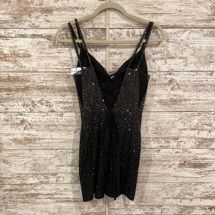 BLACK SPARKLY SHORT DRESS