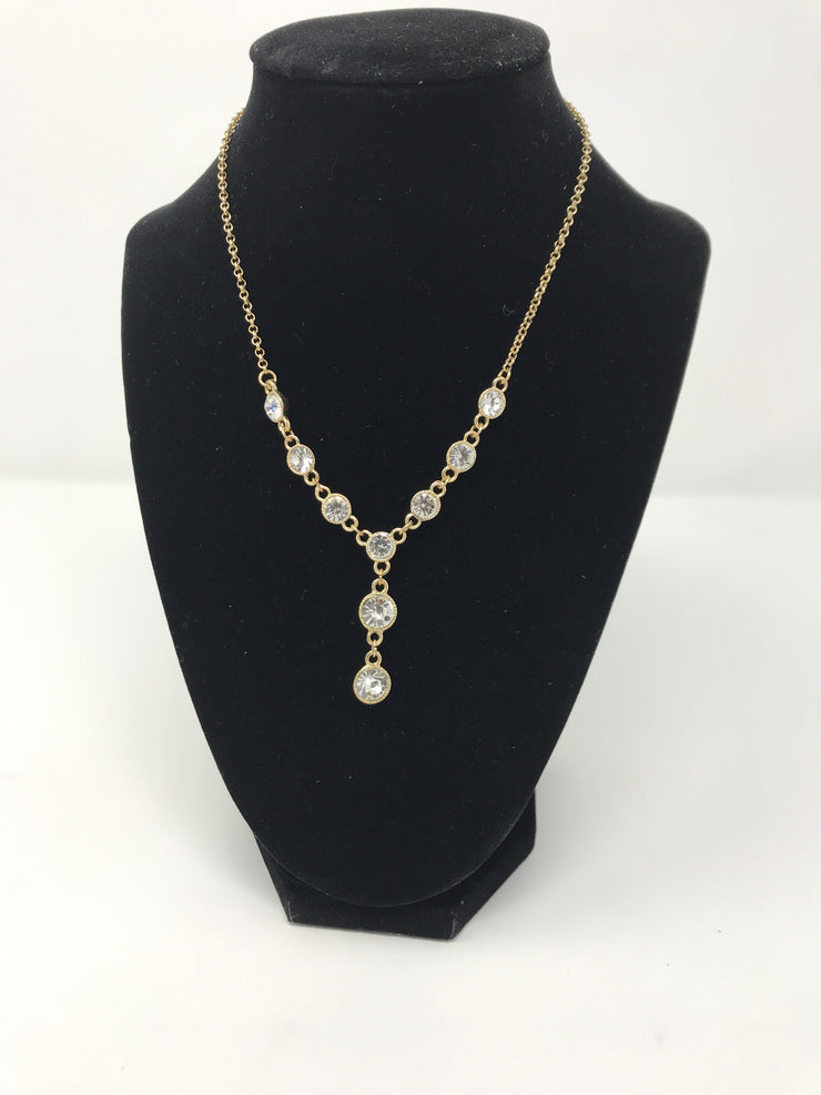 GOLD W/SILVER GEMS NECKLACE