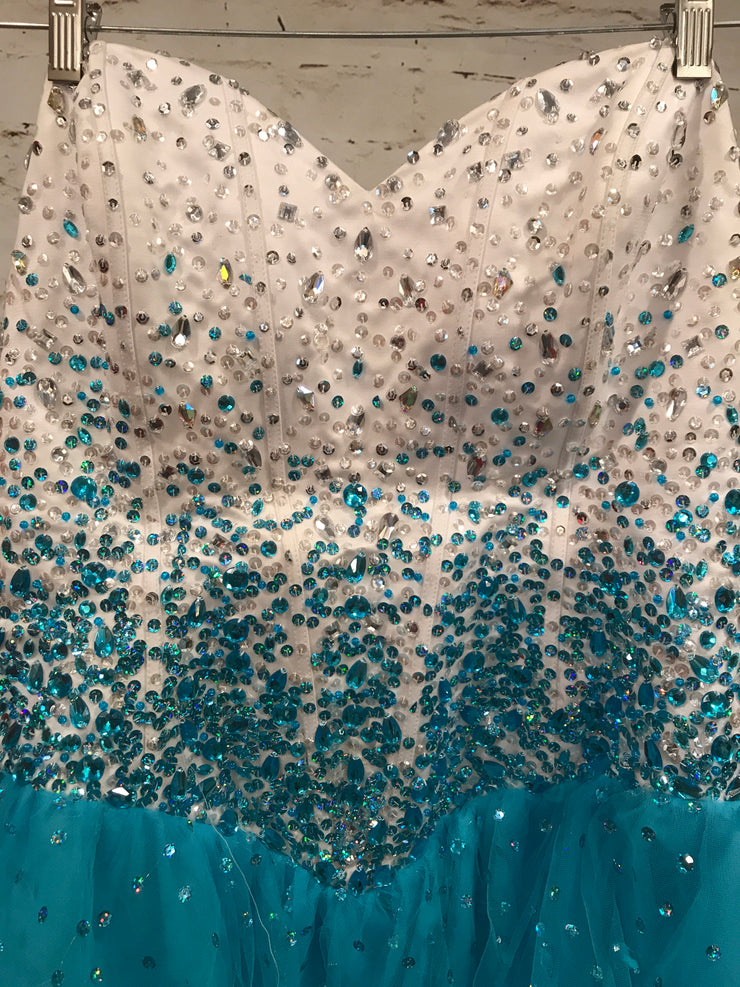 TURQUOISE/WHITE PRINCESS GOWN