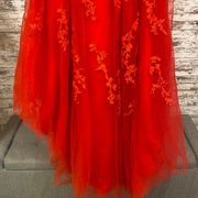 RED/FLORAL A LINE GOWN