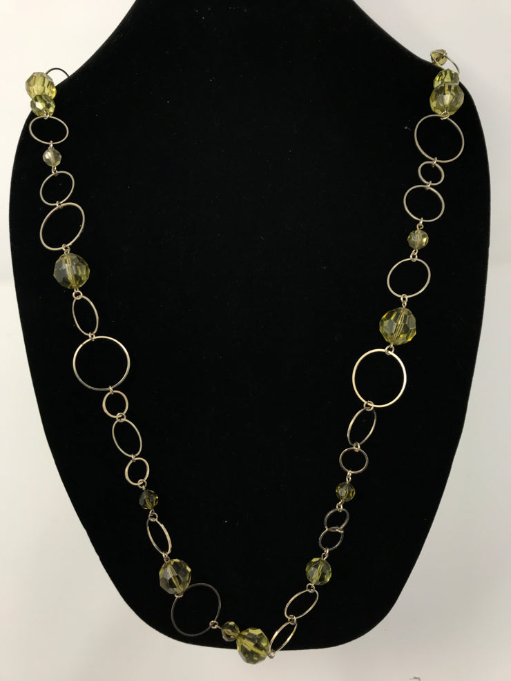 SILVER/GREEN BEADED NECKLACE