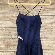 NAVY BLUE/FLORAL MERMAID GOWN