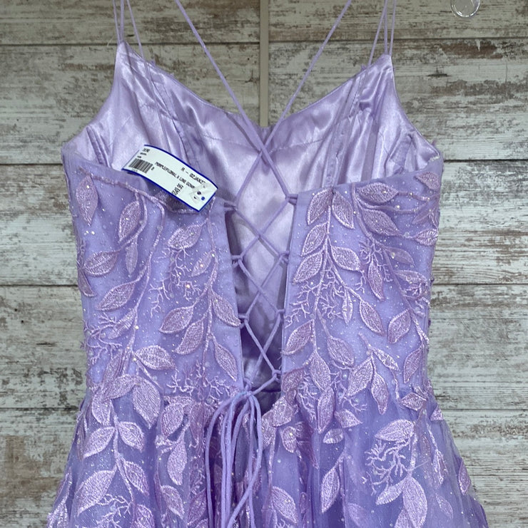 PURPLE/FLORAL A LINE GOWN
