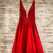 RED/FLORAL A LINE GOWN