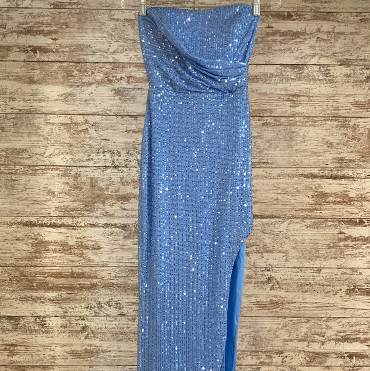 BLUE FULL SEQUIN LONG DRESS