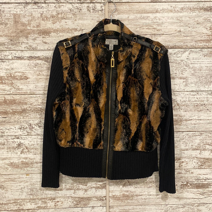 BLACK/BROWN RABBIT JACKET$1298