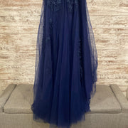 NAVY BLUE/FLORAL MERMAID GOWN