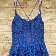 BLUE/PURPLE FLORAL A LINE GOWN