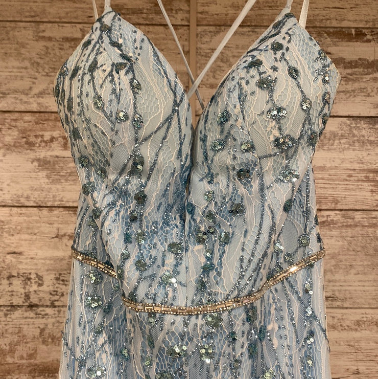 BLUE SEQUIN LONG DRESS