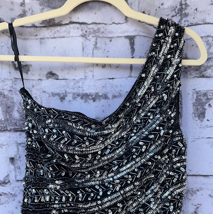 NAVY/GRAY SEQUIN SHORT DRESS