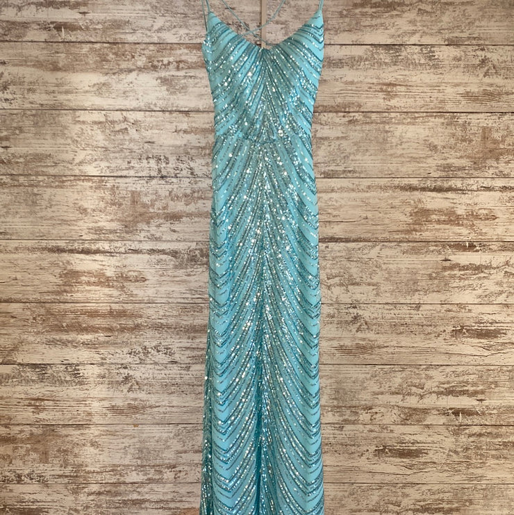 BLUE/GREEN SPARKLY LONG DRESS