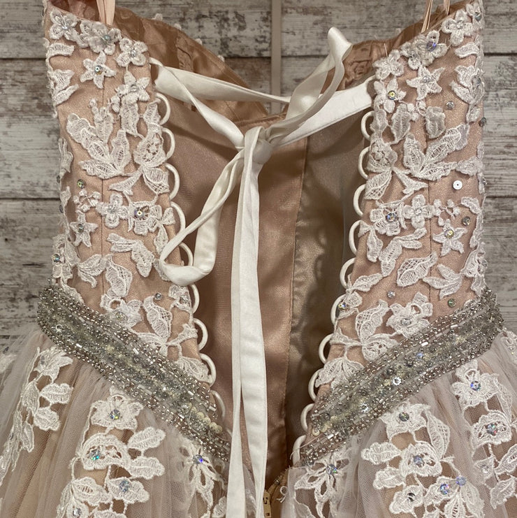 WHITE/NUDE PRINCESS GOWN