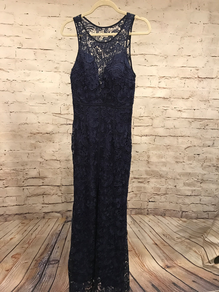 NAVY LACE LONG GOWN (NEW)