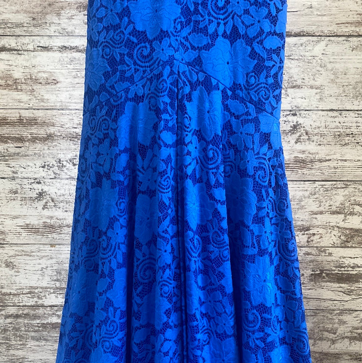 ROYAL BLUE LACE LONG DRESS-NEW