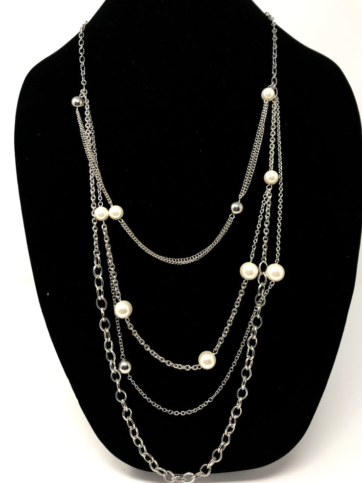 SILVER NECKLACE W/PEARLS