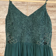 GREEN LONG EVENING GOWN