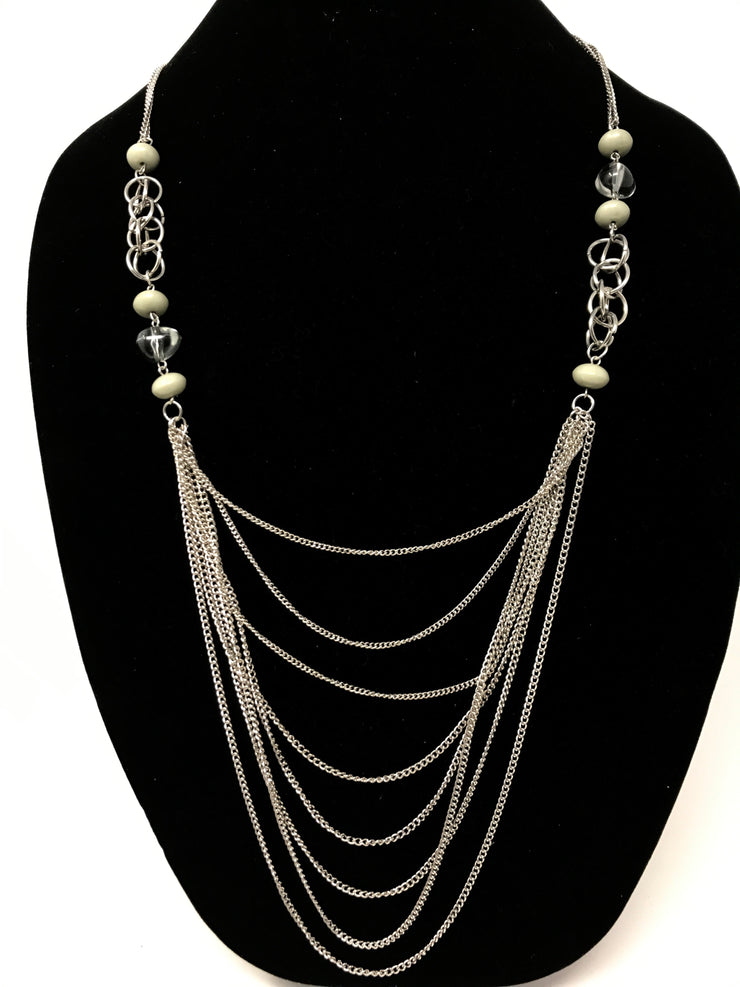 SILVER /GRAY BEAD NECKLACE