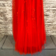 RED/FLORAL A LINE GOWN