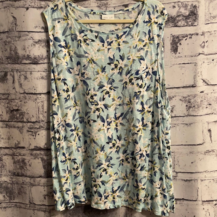 BLUE FLORAL SLEEVELESS TOP