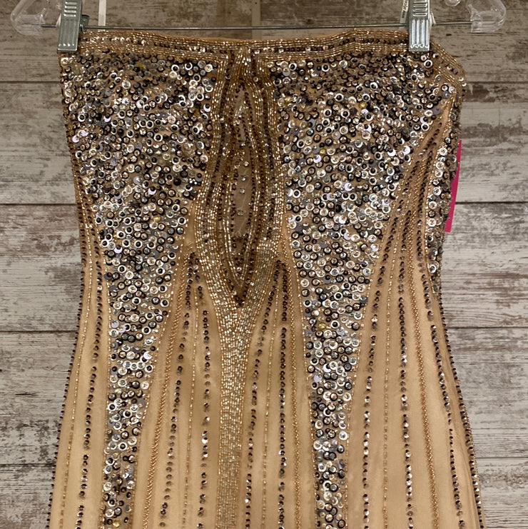 GOLD OMBRE BEADED LONG GOWN