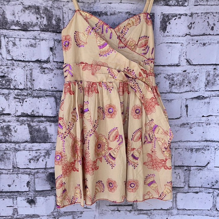 TAN/FLORAL SHORT DRESS