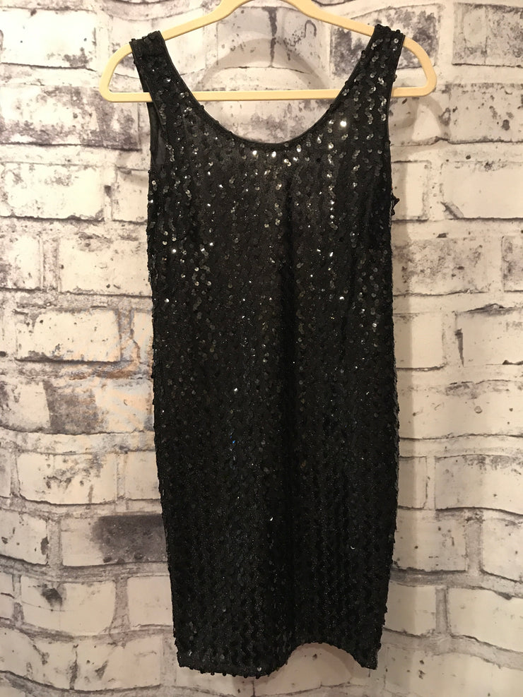 BLACK SEQUIN SHORT DRESS