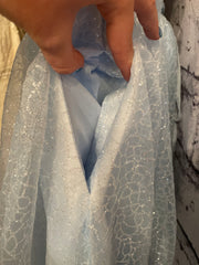 BLUE SPARKLY A LINE GOWN