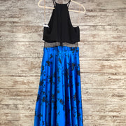BLACK/ROYAL BLUE LONG DRESSNEW