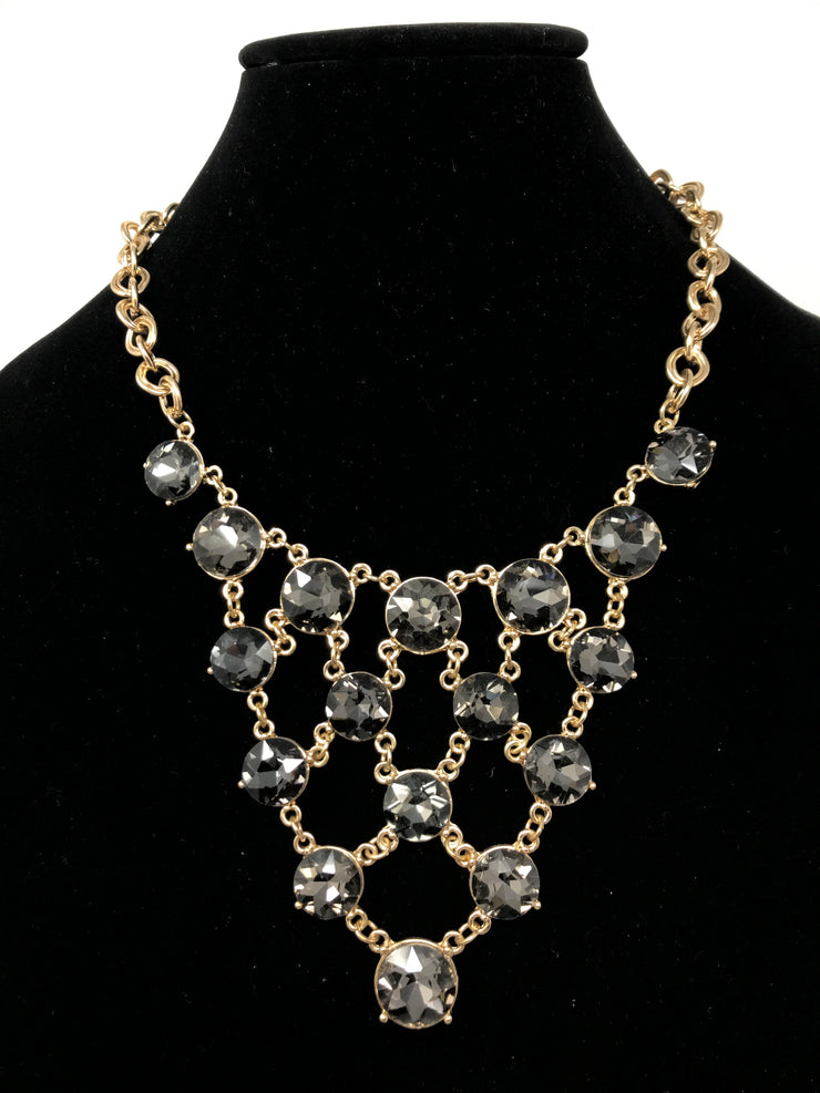 GREY GEMMED GOLD NECKLACE