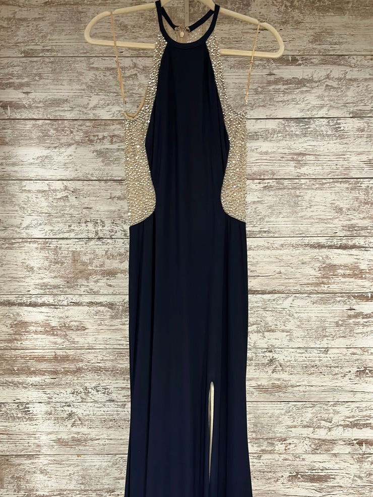 NAVY LONG EVENING GOWN