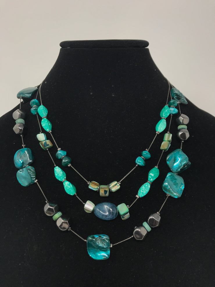 TEAL STONE BEAD NECKLACE