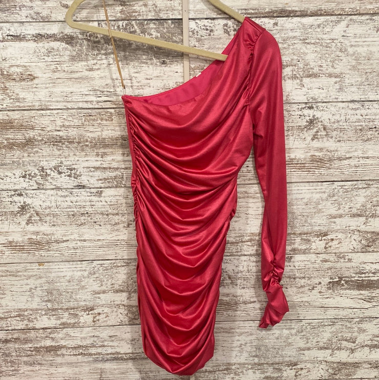 PINK 1 SHOULDER SHORT DRESS