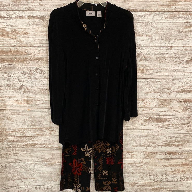 BLACK/FLORAL 2 PC. PANTS SET