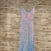 BLUE SEQUIN LONG EVENING GOWN
