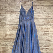 BLUE SPARKLY A LINE GOWN