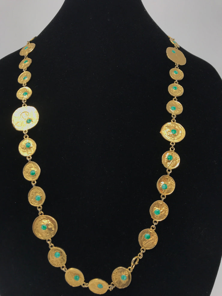 GOLD/TEAL PLATED NECKLACE