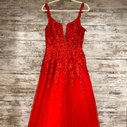 RED/FLORAL A LINE GOWN