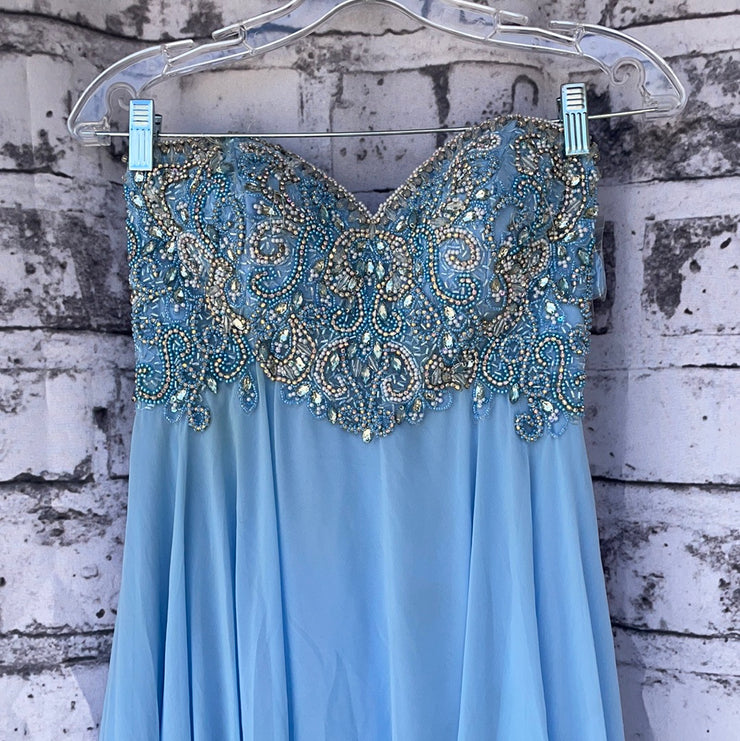 BLUE BEADED TOP LONG GOWN