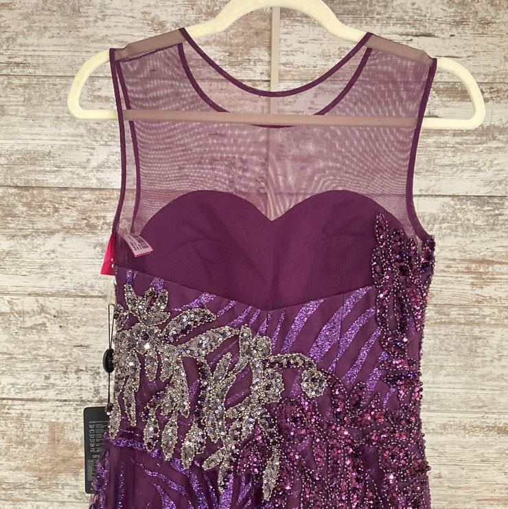 PURPLE SPARKLY A LINE GOWN-NEW