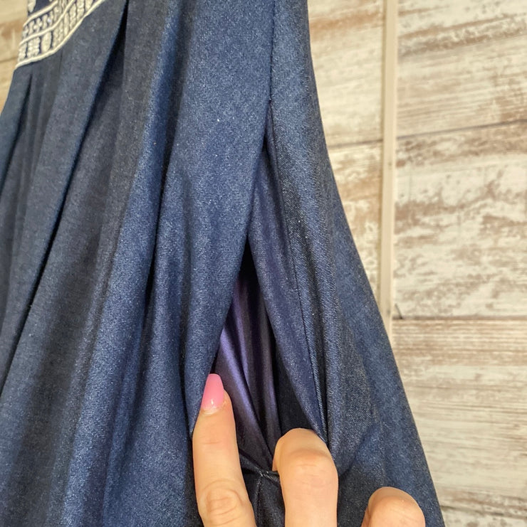 NAVY/WHITE DENIM A LINE GOWN